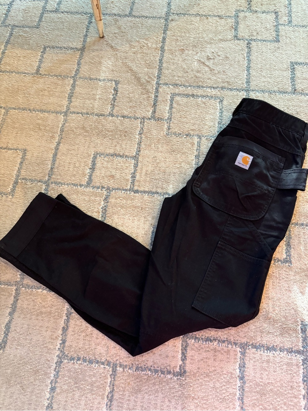 Carhartt Mens Black Straight-Leg Work Jeans